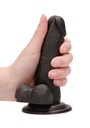 VIBRATING REALISTIC COCK 6" w/ SCROTUM BLK