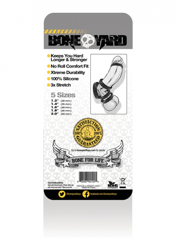 BONEYARD SILICONE 5 PIECE COCK RING SET