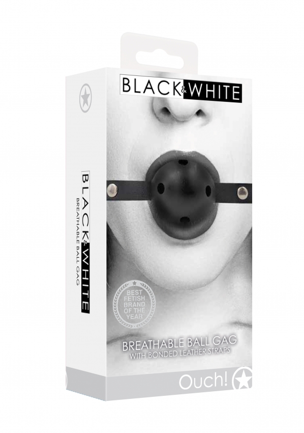 OUCH BREATHABLE BALL GAG W/ BONDED LEATHER
