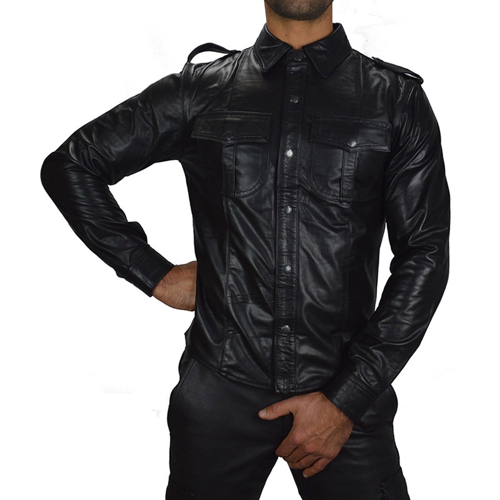 GAYT*GEAR LEATHER LONG SLEEVE POLICE SHIRT