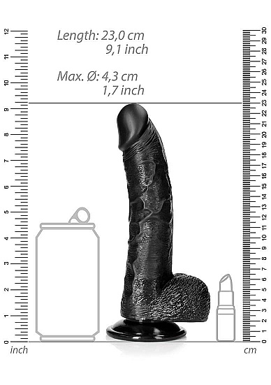 REAL ROCK CURVED REALSITIC DILDO WITH BALLS AND SUCTION CUP 20,5 CM 