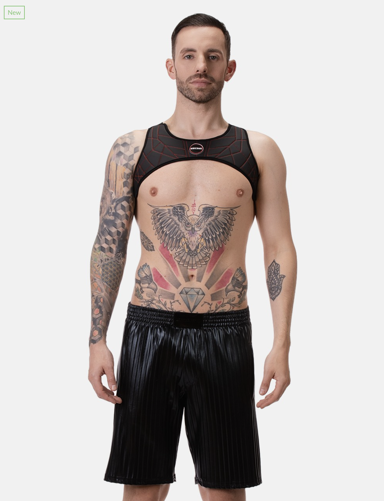 BARCODE BERLIN PLEATED LEATHER SHORT RUB