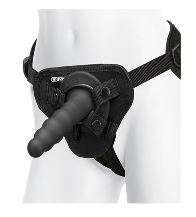 DOC JOHNSON RIBBED VIBRATING STRAP ON WITH REMOTE CONTROL