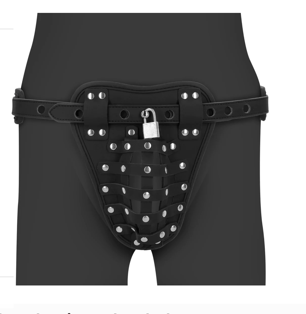 OUCH PU LEATHER CHASTITY JOCK