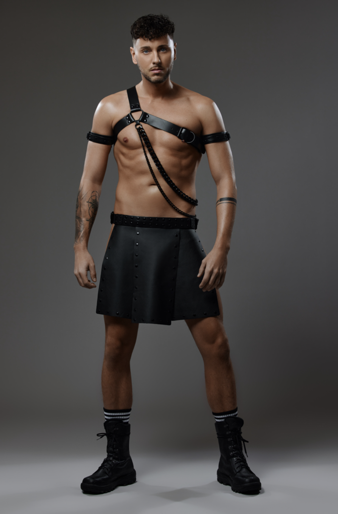 PROVOCATEUR LEATHER GLADIATOR SKIRT TROY