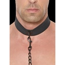 OUCH NEOPRENE COLLAR WITH LEASH - BLACK OR BLUE
