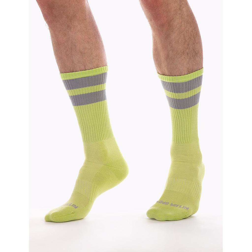 BARCODE BERLIN GYM SOCKS NEON GREEN / GREY STRIPE