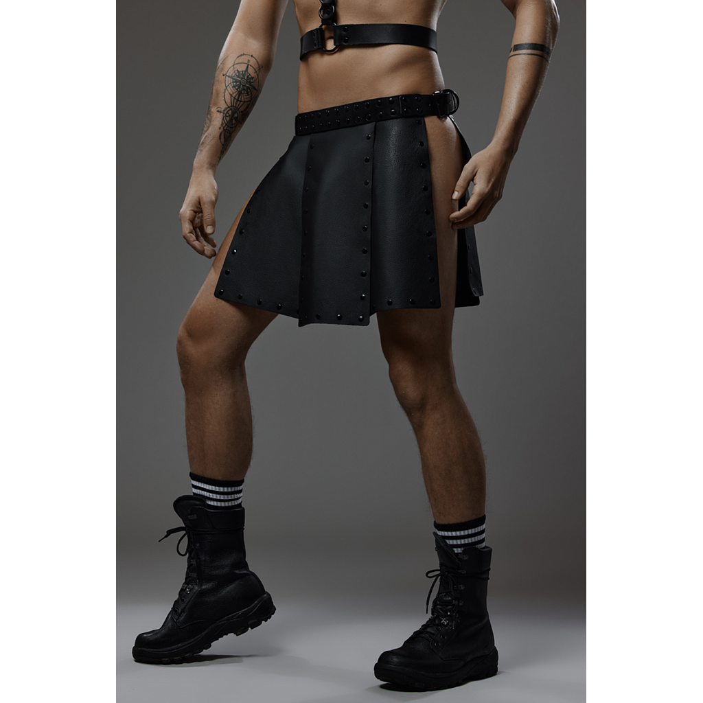 PROVOCATEUR LEATHER GLADIATOR SKIRT TROY