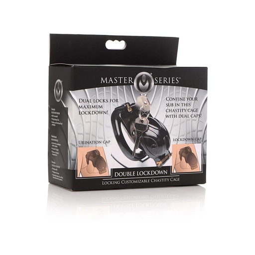 [AG891-BLK] MASTER SERIES DOUBLE LOCK DOWN CHASTITY CAGE