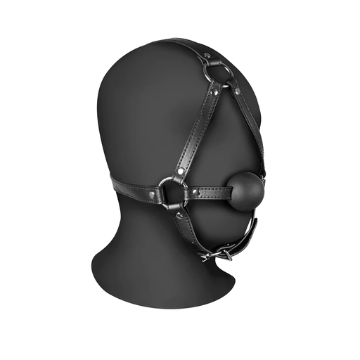 [OU880BLK] OUCH HEAD HARNESS W/ SOLID BALL GAG