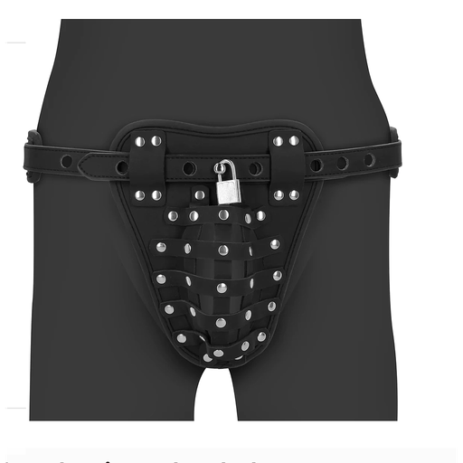 [OU1032BLK] OUCH PU LEATHER CHASTITY JOCK