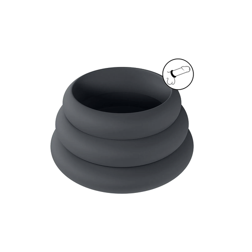 [LVL01-0014BLK] LEVELZ BY SHOTS - WIDE O-SILICONE COCKRING SET S/M/L