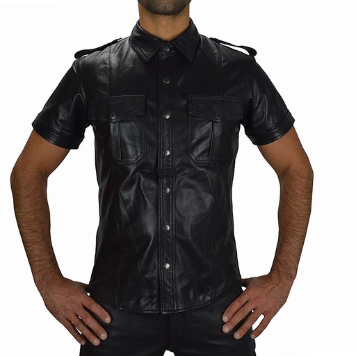 GAYT*GEAR LEATHER SHIRT SHORT SLEEVE  POLICE